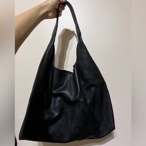 & Other Stories Large Leather Tote Bag Black